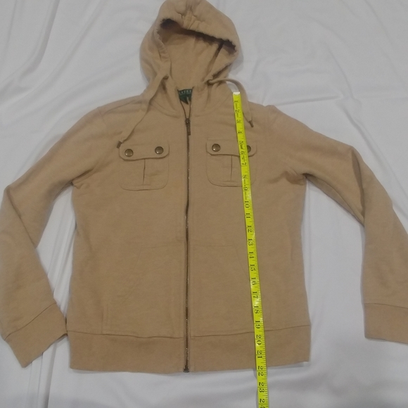 Ralph Lauren beige full Zip Up Hoodie Jacket ATHLEISURE - Picture 10 of 13
